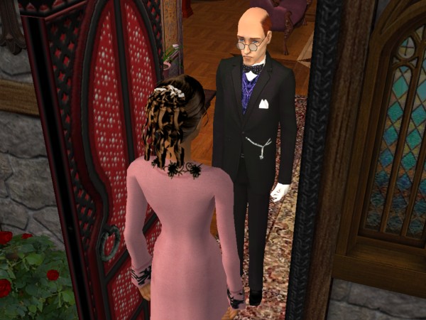 The butler greets Cecily