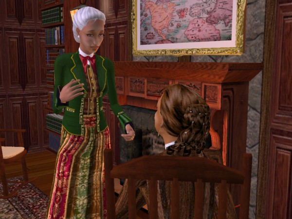 Arianna talks to Cecily in the study