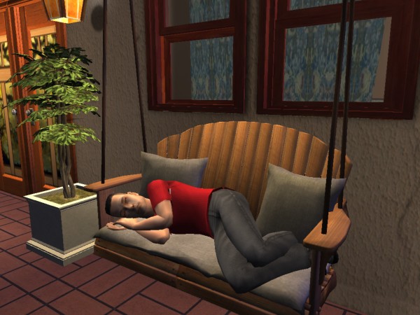 Joey sleeps on the porch