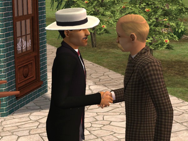 Marco shakes hands with Mr. Carmer