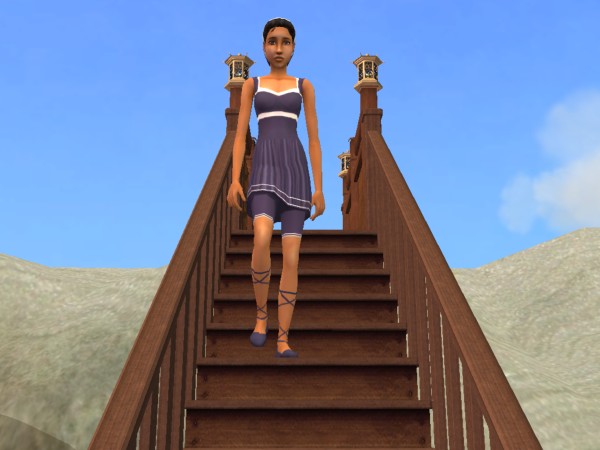 Elena descends the stair