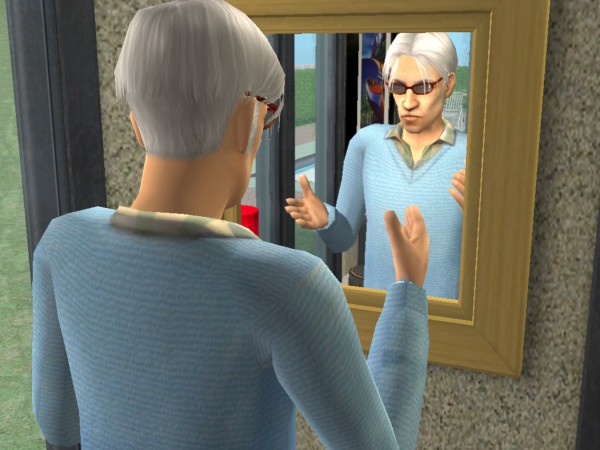 Marcel talks to the mirror
