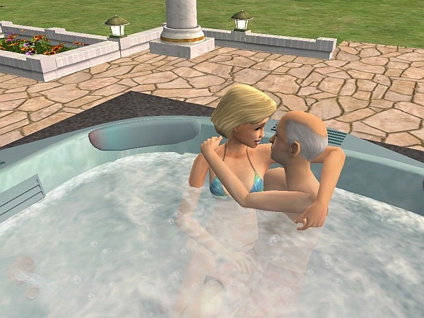 Marie and Kent in the hot tub