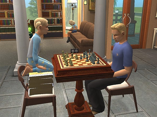 Aurora plays chess with Kyle