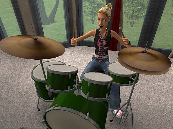 Aurora plays the drums